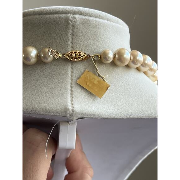 NOS Vintage Glass Faux Pearls Necklace Individually Knotted 18” - Picture 3 of 6